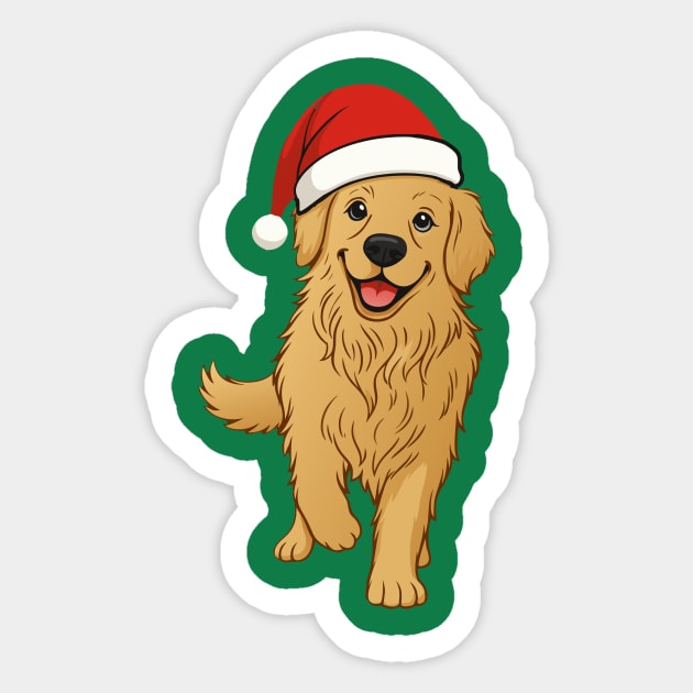 Christmas Santa Golden Retriever – Cute Holiday Dog T-Shirt Sticker by DonWillisJrArt